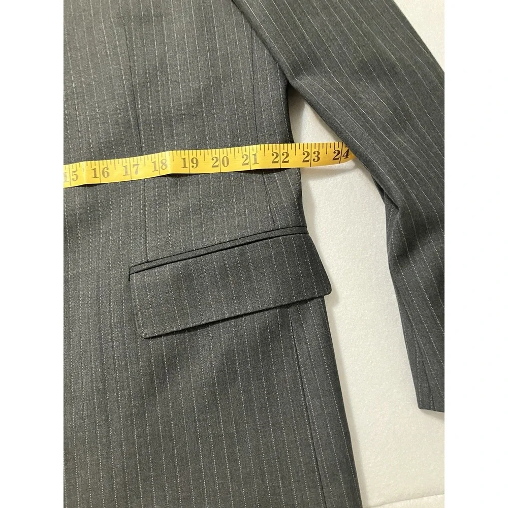 B by Brooks Brothers Mens Blazer 46R Grey Stripe Sport Coat Stretch Wool Classic